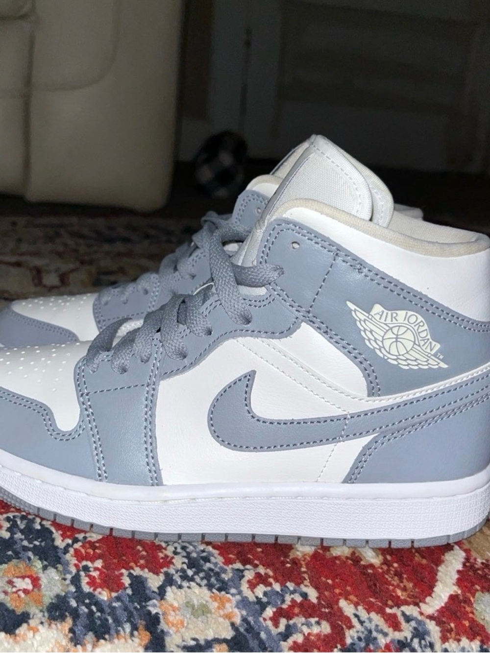 Jordan Kids White and Light Blue High-Top Sneakers